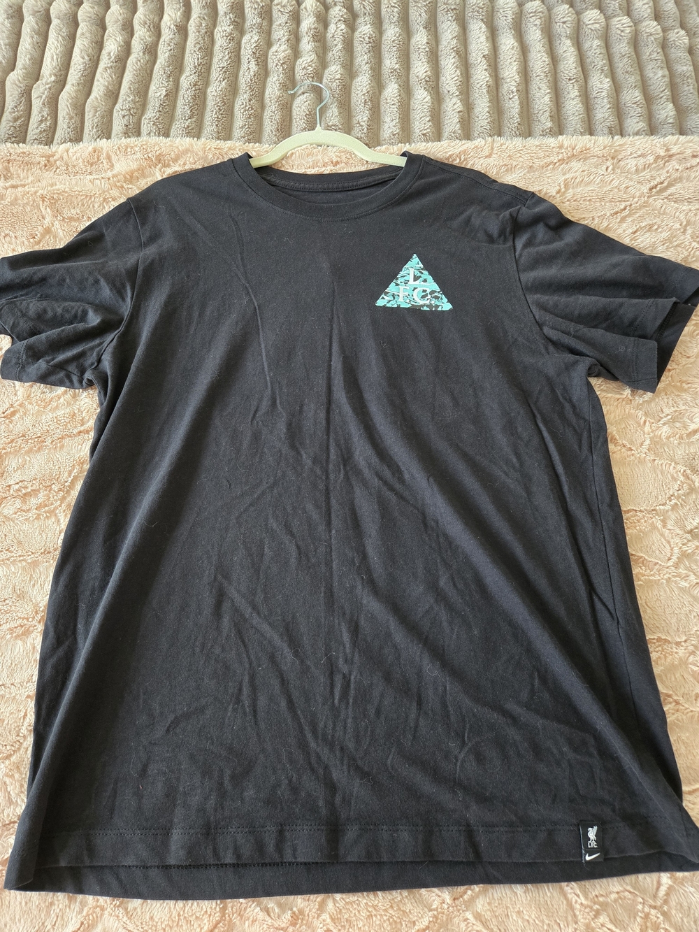 Nike Black Tee with Teal Triangle Logo